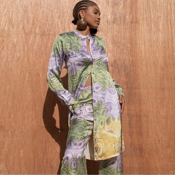 Andrea Iyamah Tops - ANDREA IYAMAH Akacia Printed Long Sleeve Tunic Sz L